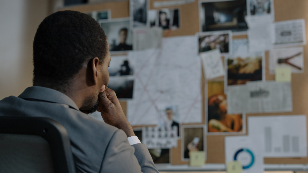 Man sitting on a table and thinking about something